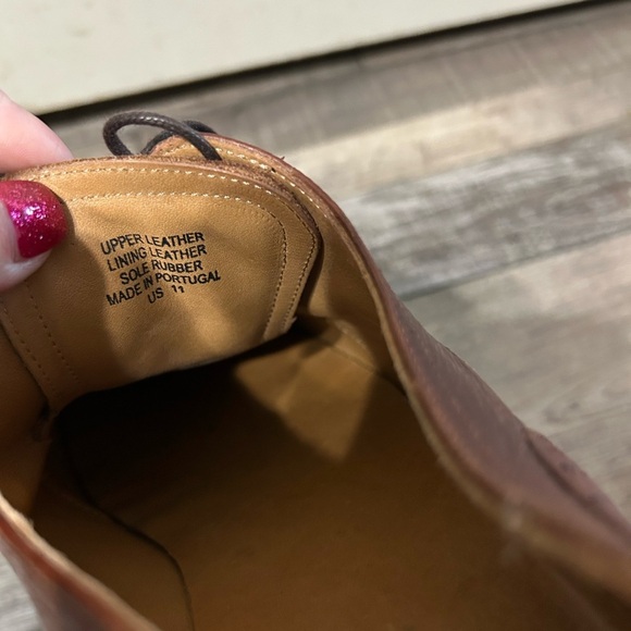 Hadley London Shoes Size 11 Semi Brogue Oxfords Soft Brown Leather Laces Mens - Picture 7 of 8